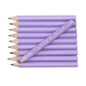 Personalised mini pencils round - Pastel Lavender | Laser engraved pencils | Personalised gift | Custom pencils | Wedding pencils