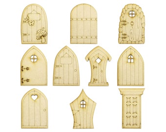 Fairy doors 9.7cm designs a-k pack of 10 (laser cut) 3mm mdf