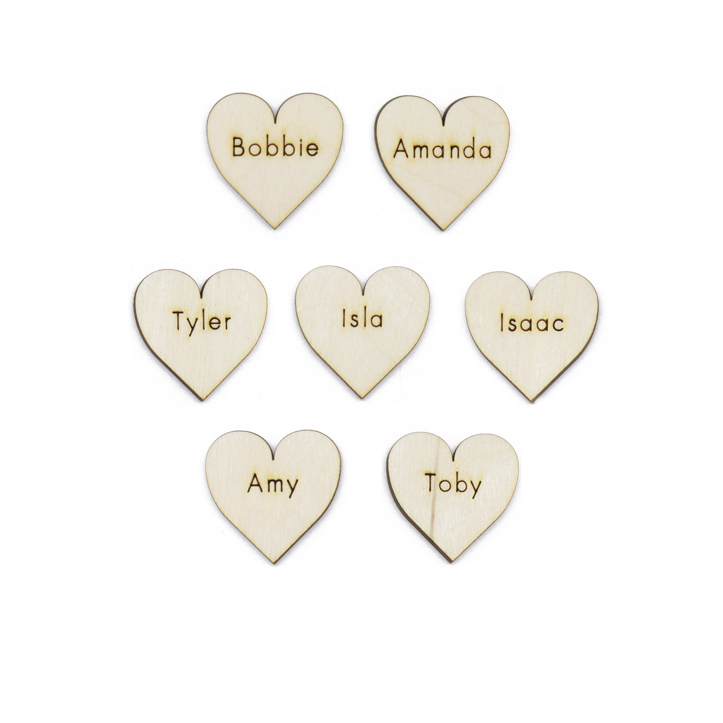 3cm Hearts Personalised With Your Names Laser Cut From 3mm Ply Wood | Scrapbooking Card Making Wedding Favours Custom Hearts