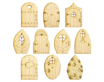 Fairy doors 9.7cm designs n-x pack of 10 (laser cut) 3mm mdf