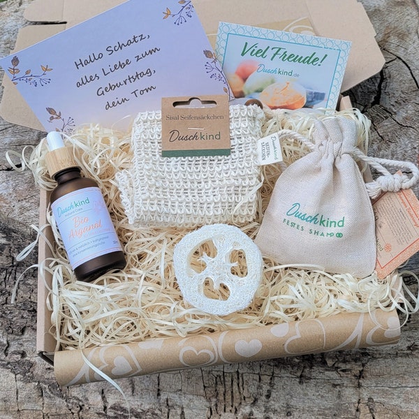 Shower child gift box | Personalized | Shampoo of your choice | Beauty items in a gift box | Argan oil | Vegan | 0% plastic | Shampoo bar