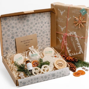 Personalisierte Wellnessbox, Wohlfühlset, Geschenk für Frauen, Beauty Artikel im Geschenkkarton mit festem Shampoo & Haaröl, BIO, Vegan