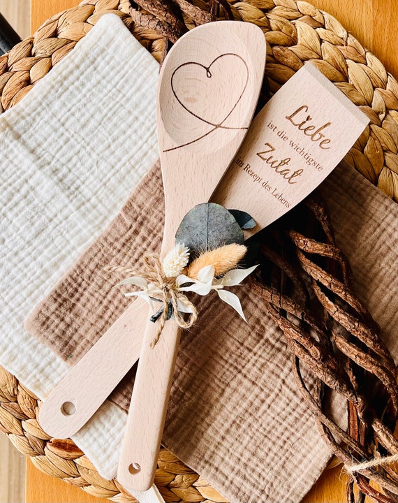 Set aus Kochlöffel & Pfannenwender | Hochzeitsgeschenk | Einzugsgeschenk | Geschenk für Freunde | Küchenhelfer | Haus | Wohnung