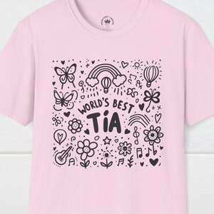 World&#39;s Best Tía Doodle T-Shirt, Doodle Tía T-Shirt, Favorite Latin Auntie T-Shirt, Cute Tía T-Shirt, Latin Aunt, Spanish Aunt Tee