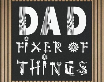 Imán "Papá reparador de cosas": Imán de vinilo resistente a la intemperie para auto o refrigerador (12,7 x 12,7 cm)