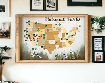 National Park Scratch Off Poster, Colorful Bucket List Poster, US National Park Map, Family Adventure Map, Destination Poster, 20"x16"
