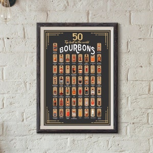 50 Best Bourbons or Whiskey Scratch Off Poster For Whiskey Lover, Bar, Game Room or Man Cave Chistmas Gift for him image 2