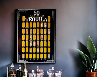 Tequila: 50 Must-Try Tequilas Rubbelposter | Das durchdachte Geschenk für Tequila Aficionados | Passen Sie mit einer Flasche für das ultimative Geschenk
