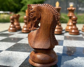 Chess pieces Zagreb Indian Acacia / Boxwood -  3.75 inch - Carved Wooden - Chess pieces only - Great gift for Father's Day