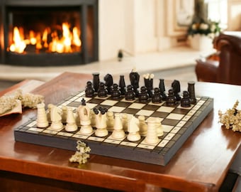 Royal Maxi Wooden Chess Set with board 12" - Board Size:  12x6x1.7 inches - Personalization