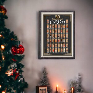 50 Best Bourbons or Whiskey Scratch Off Poster - For Whiskey Lover, Bar, Game Room or Man Cave -  Chistmas Gift for him