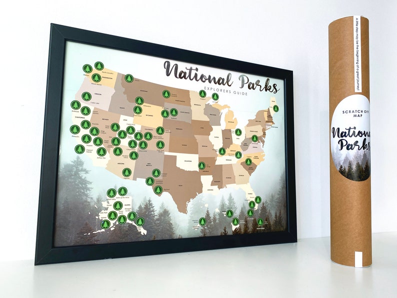 National Park Poster National Parks Map Scratch off Map Etsy