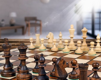 Chess Set - Beautiful Large Wooden Chess Sets - Wood Board 16 inch, Folding Storage Box Pieces