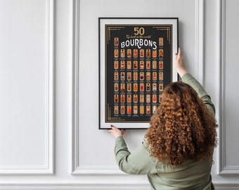 50 Best Bourbons Scratch Off Poster - For Bourbon Lover, Bar, Man Cave -  Gift for him christmas whiskey