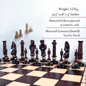 Unique Chess set Royal Lux Luxury Large Chess Set with a board 25.5x12.8x3 650x325x80 мм image 7