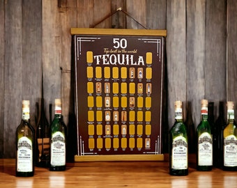 Top 50 Tequila Brands Scratch Off Poster | Unique Tequila Lovers Wall Art | Perfect Gift for Tequila Enthusiasts and Collectors