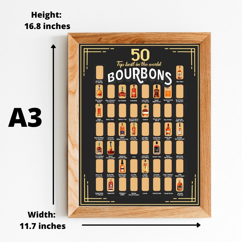 50 Best Bourbons or Whiskey Scratch Off Poster For Whiskey Lover, Bar, Game Room or Man Cave Chistmas Gift for him image 8