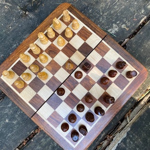 Jeu d'échecs de voyage Mini jeu d'échecs Jeux d'échecs magnétiques en bois avec échiquier 5 12,5 cm et 7 18 cm cadeau pour lui Cadeau de Noël image 7