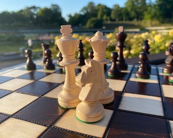 Wooden Chess set with board 16"- Wood Board - Large Wooden Chess Game Set - 40x20x5.8cm (16x8x2.2 inch) - Personalization