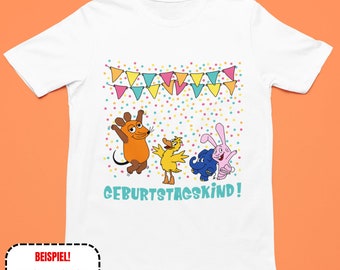 Iron-on image for self-design of birthday shirts (for sizes 1 to 8 years) Birthday T-shirt - "Mouse Party Turquoise" birthday child