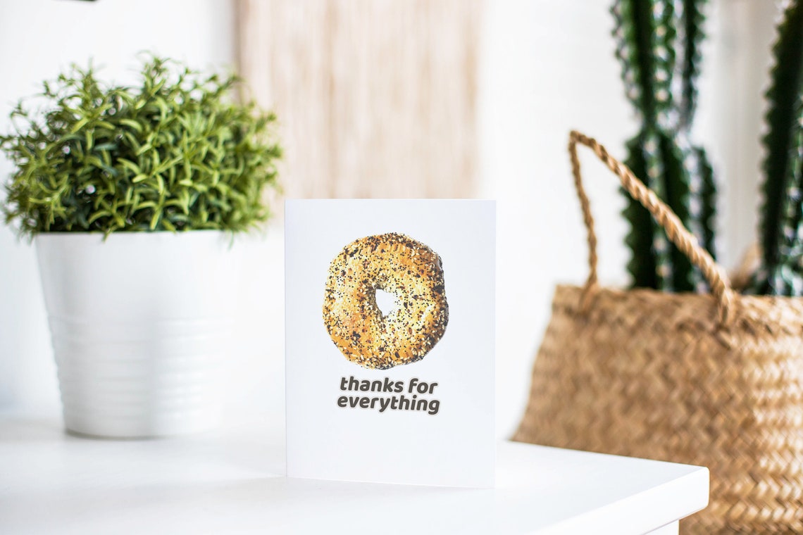 Everything Bagel Thank You Card Funny Appreciation Card for Etsy
