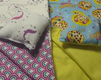 Reversible Doll Blankets and Pillow Set