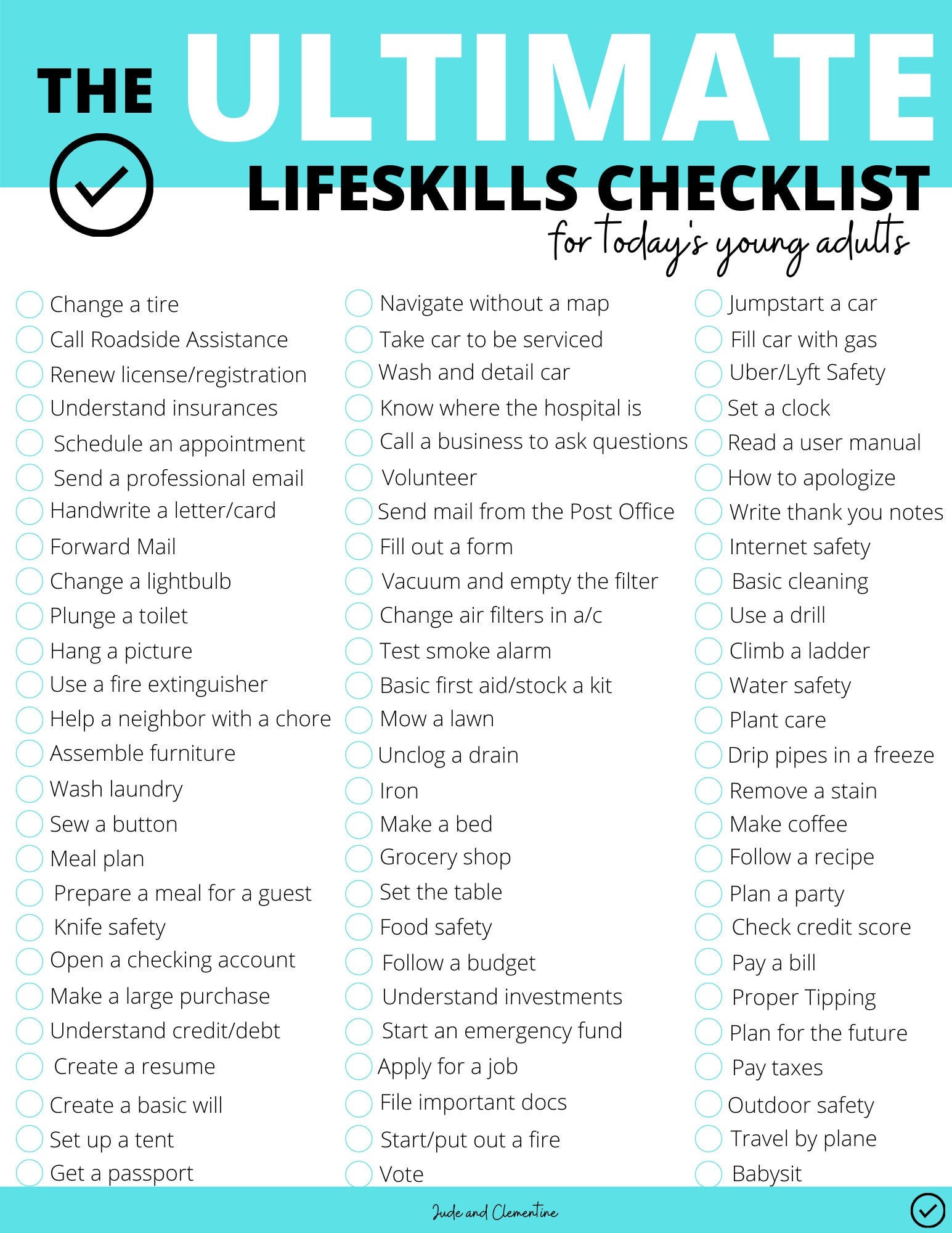 The ULTIMATE Lifeskills Checklist 8.5x11 PDF Etsy