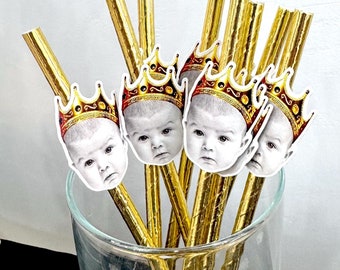Custom Notorious Big ONE First Birthday Straws - 1st Birthday Straws with Crown - Notorious ONE Party Decor