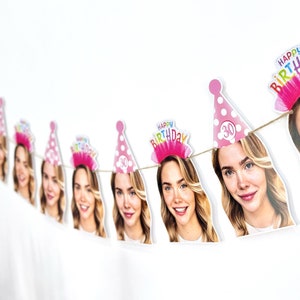 Benutzerdefiniertes Gesicht 30. Geburtstag Banner - Alles Gute zum 30. Geburtstag Wimpelkette - Lustige 35. Geburtstag Dekorationen - Benutzerdefinierte lustige Geburtstagskulisse