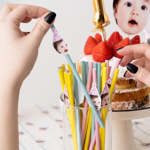 Personalisierte Gesichts Strohhalme - alles Gute zum Geburtstag Strohhalme - 1., 21., 30., 40., 50., 60., 70. Geburtstag - erste Geburtstagsparty
