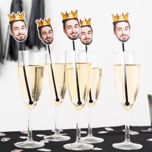 Agitateurs à cocktail personnalisés visage - décoration d'anniversaire amusante - 30e, 40e, 50e, 60e, 70e anniversaire - 30e anniversaire de décoration de fête