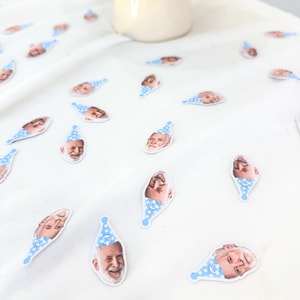 Aangepaste verjaardagsconfetti met gezicht - 90e verjaardagsversieringen / grappige tafeldecoraties 90e verjaardag - gelukkige 95e verjaardag confetti