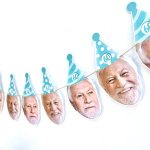 60. Geburtstag Girlande mit Gesichtern - 60. Geburtstag Girlande - Lustige 60. Geburtstag Dekorationen - Lustige Geburtstags Kulisse