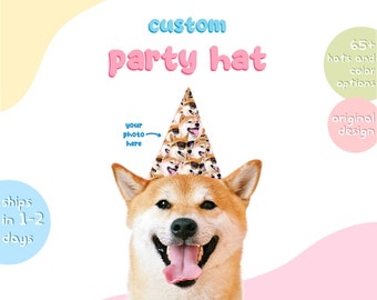 Custom Dog Head Party Hat / Dog Face Birthday Decorations / Dog Adoption