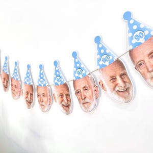 90. Geburtstag Girlande mit Gesichtern - Happy 90th Birthday Bunting - Lustige 90.Geburtstag Dekorationen - Custom Lustige Geburtstags Kulisse
