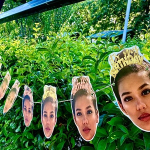 Banner de foto de cara personalizado, banner de cumpleaños personalizado, decoración de fiesta personalizada