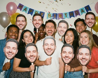 Big Head Cutout, Custom Face on a Stick, Birthday Bachelorette Party Decorations
