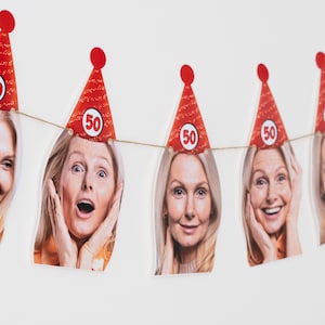 Personalisierte Gesichtsbanner - Lustige Geburtstagsdekoration - Alles Gute zum Geburtstag Girlande - 1., 21., 30., 40., 50., 60., 70. Geburtstag