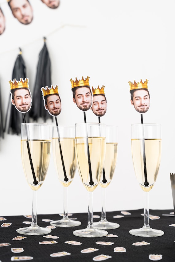 Personalized Face Cocktail Stirrers - Funny Birthday Decor - 30th, 40th, 50th, 60th, 70th Birthday - 30th Birthday Party Decor