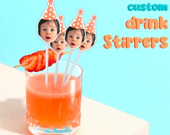 Face Drink Stirrers / Custom Cocktail Stirrers / Bachelorette Party Decorations / 40th, 50th, 60th, 70th