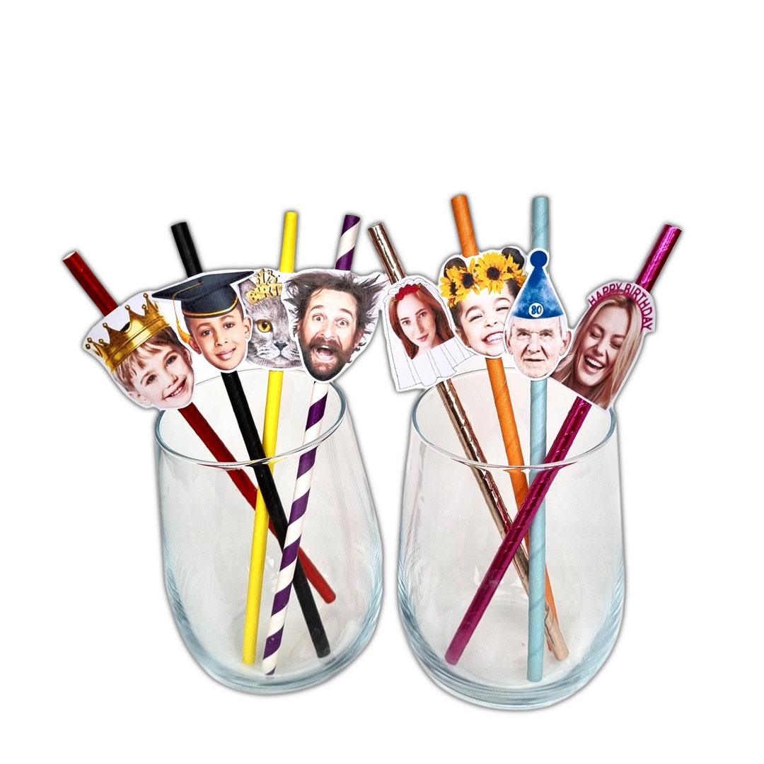 Custom Face Straws, Personalized Straws, Paper Straws, Birthday Party
