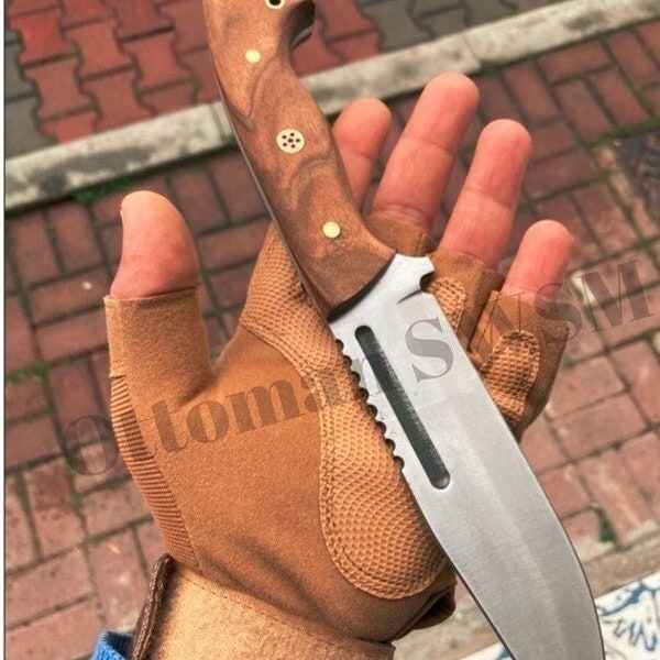 Stainless Steel Bushcraft Knife, Hunting knife, gifts for men, Gifts for boyfriend & Unique Gift For Him, With Leather Knife Sheath