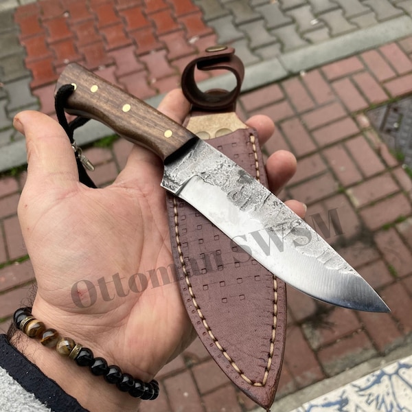 Hand Forged Bushcraft Knife , Survival Gear, 58HRC Carbon Steel Knives, Handmade EDC Outdoor Camping Tools Handcraft Gift