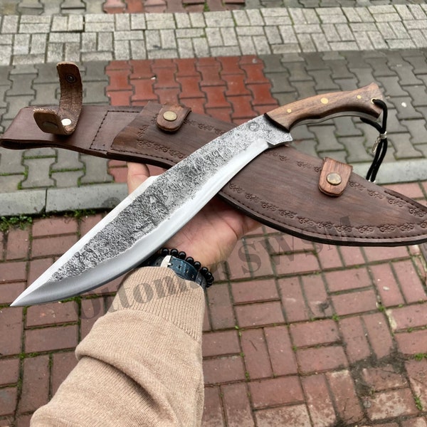 Handforged Kukri Machete Knife, 5160 Hand Forged Spring Steel, Kukri Knife With Leather Sheath