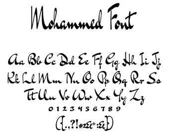 Mohammed - Fuente árabe, Fuente caligráfica, Fuente religiosa, Fuente musulmana, Fuente Canva, Fuente Procreate, Fuente Cricut, Fuente islámica, Fuente moderna, Logotipo