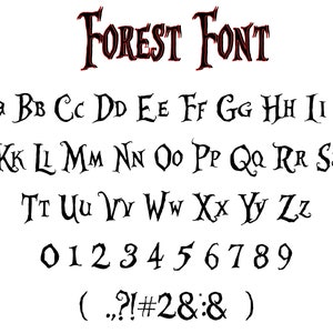 Police forêt - police script, police Halloween, polices Cricut, police manuscrite, police effrayante, polices pour Cricut, police Procreate, police cursive