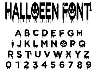 HALLOWEEN FONT, HORROR Font, Halloween Alphabet, Instant Download, Dripping Horror Font, Dripping Font, Alpabet , Font ttf, Digital Download