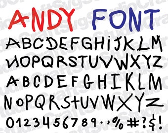 ANDY FONT SVG, Instant Download, Andy Alphabet Svg, Digital Download, Font Svg, Andy Svg, Alphabet Svg, Toy Story Font Svg, Toy Story Svg