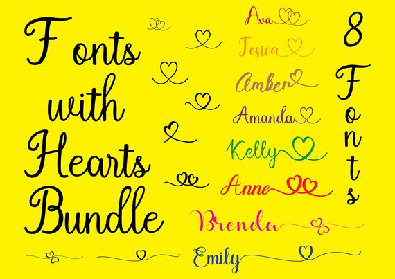 Schriftarten Mit Herzen Bundle SVG Schriftarten SVG Cursive Etsy de
