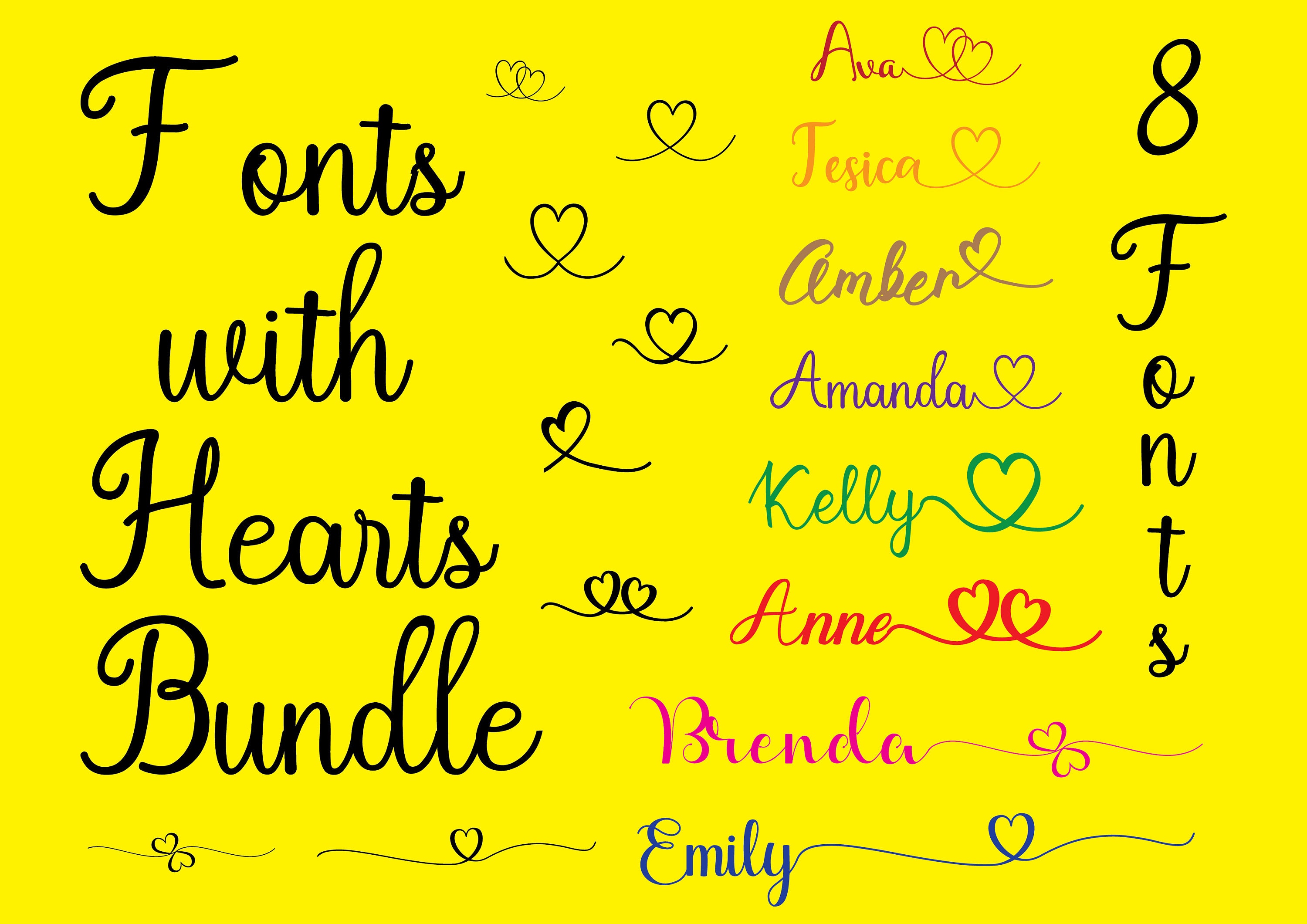 Fonts With Hearts Bundle Svg Fonts Svg Cursive Font Svg Etsy Israel